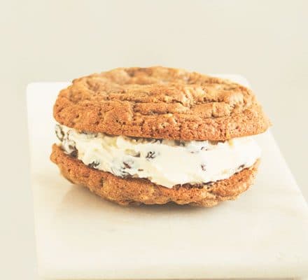 Rum ‘n’ raisin ice cream sandwich