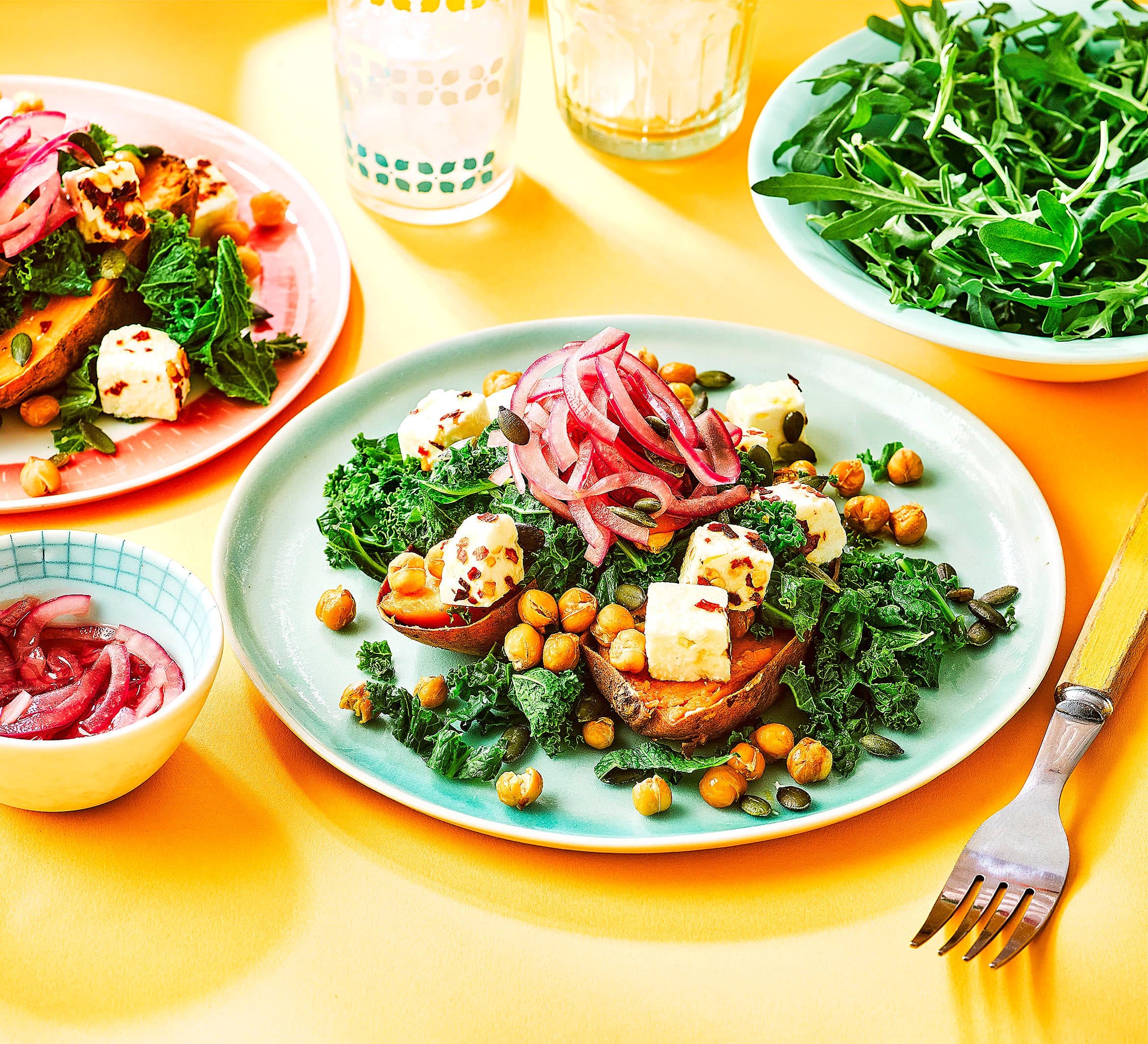Feta & kale loaded sweet potato