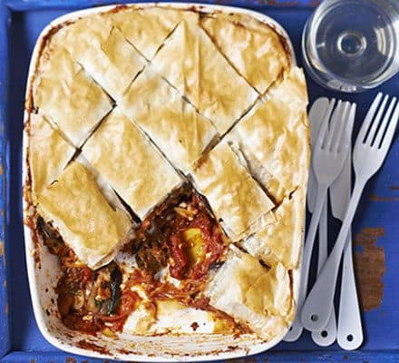 Aubergine, tomato & feta baklava