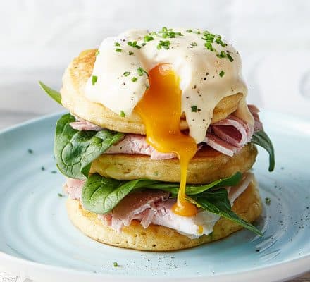 Eggs benedict pancakes