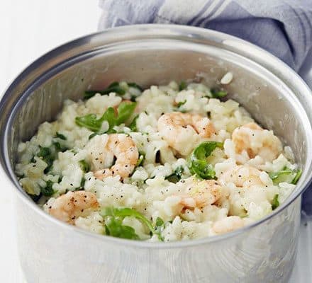 Рисотто с креветками, фенхелем и рукколой