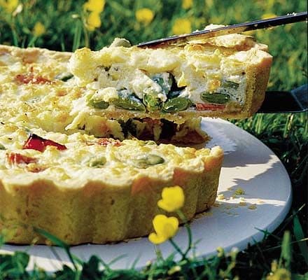 Broad bean & Lancashire cheese tart