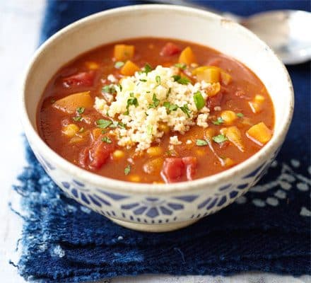 Moroccan tomato & chickpea soup with couscous