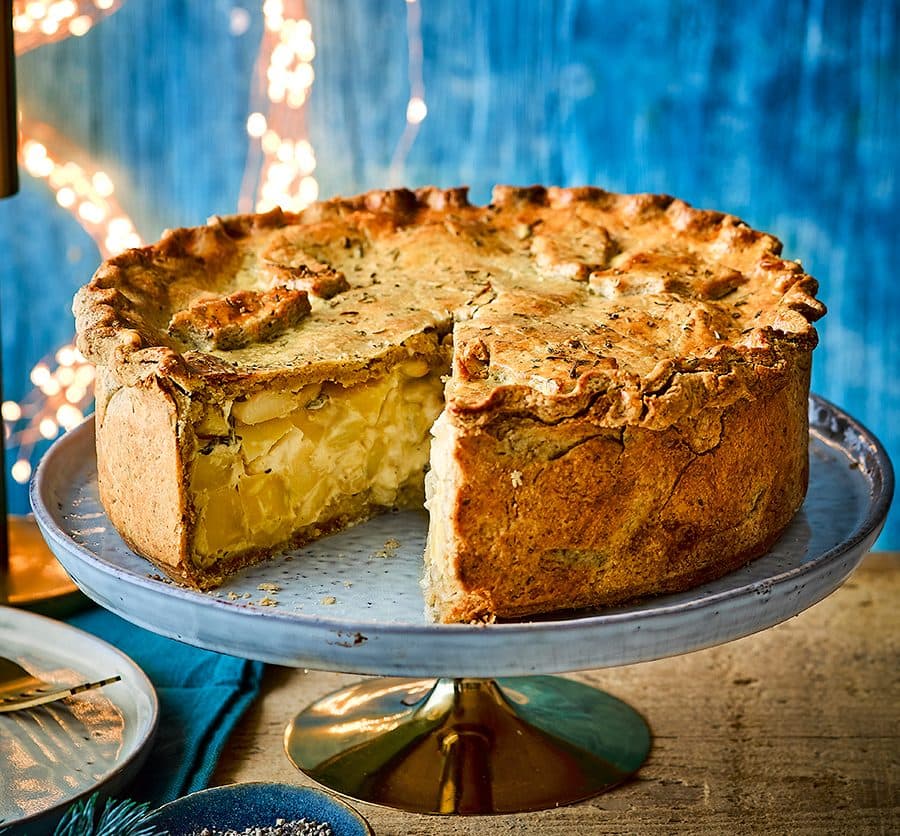Parsnip, feta & butter bean pie