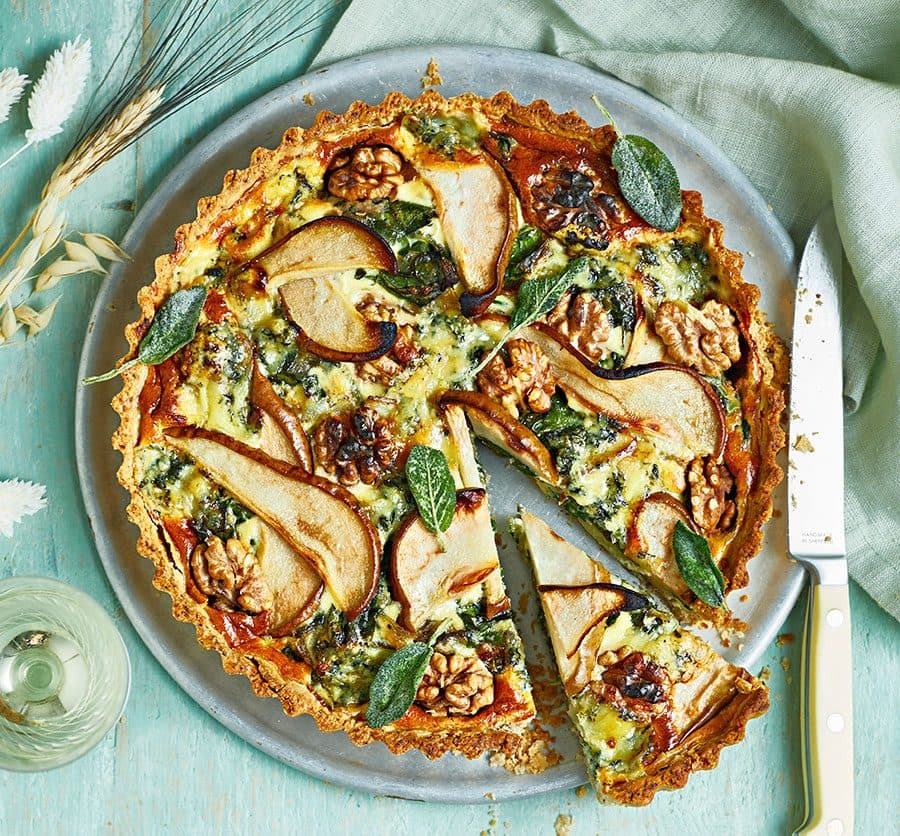 Pear, walnut & blue cheese tart