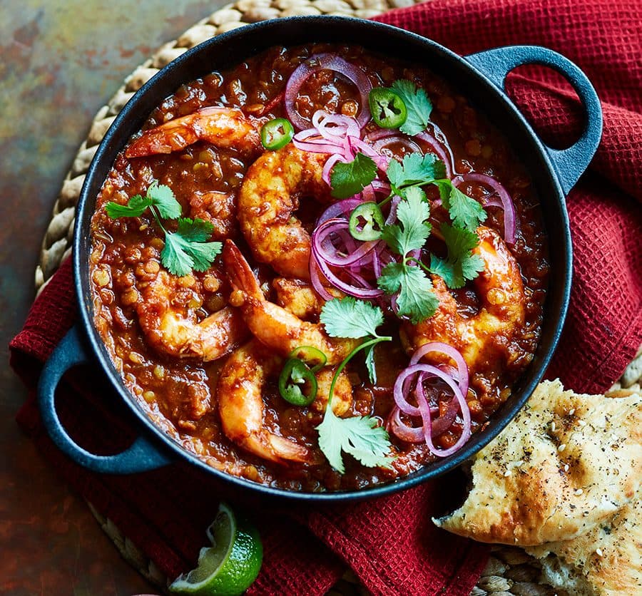 One-pot prawn & lentil curry