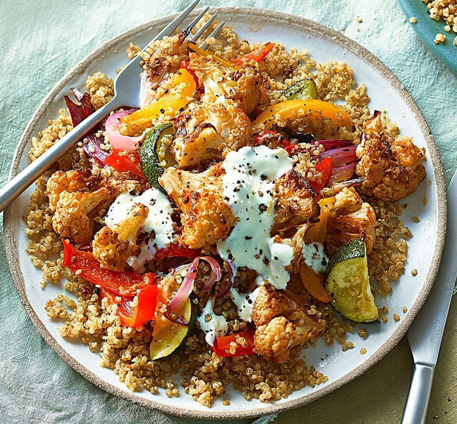 Fennel-roasted cauliflower with quinoa