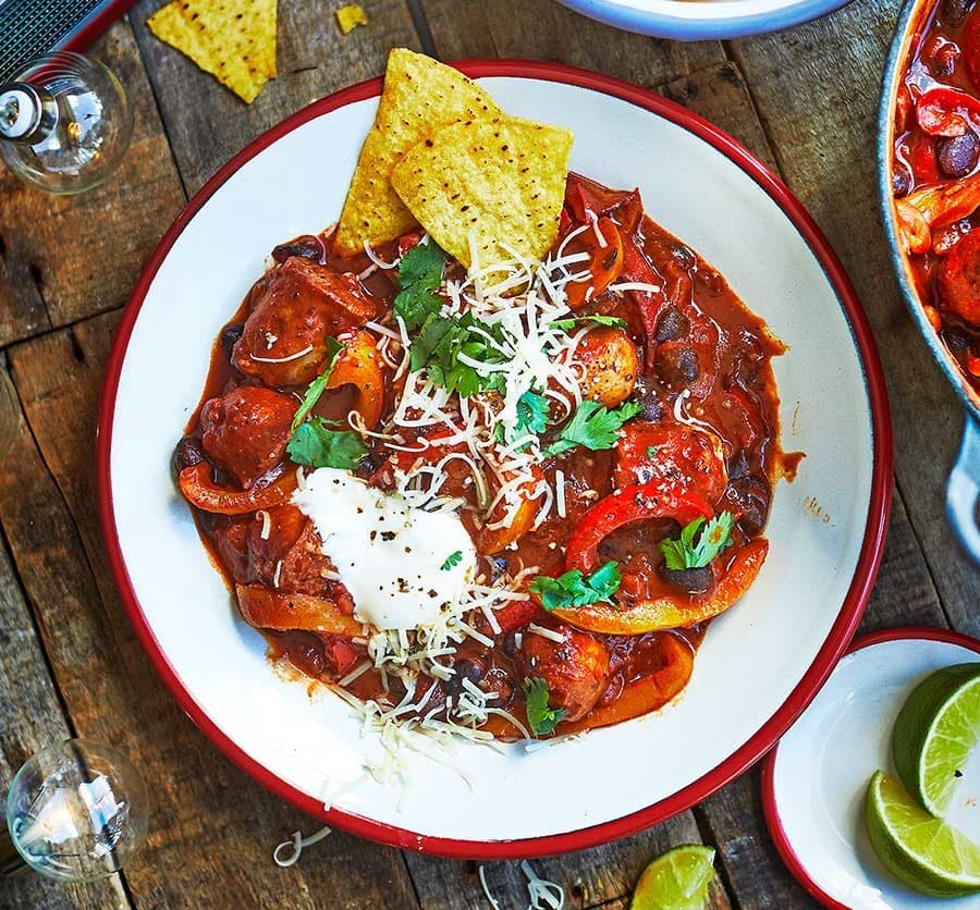 Smoky sausage & black bean chilli