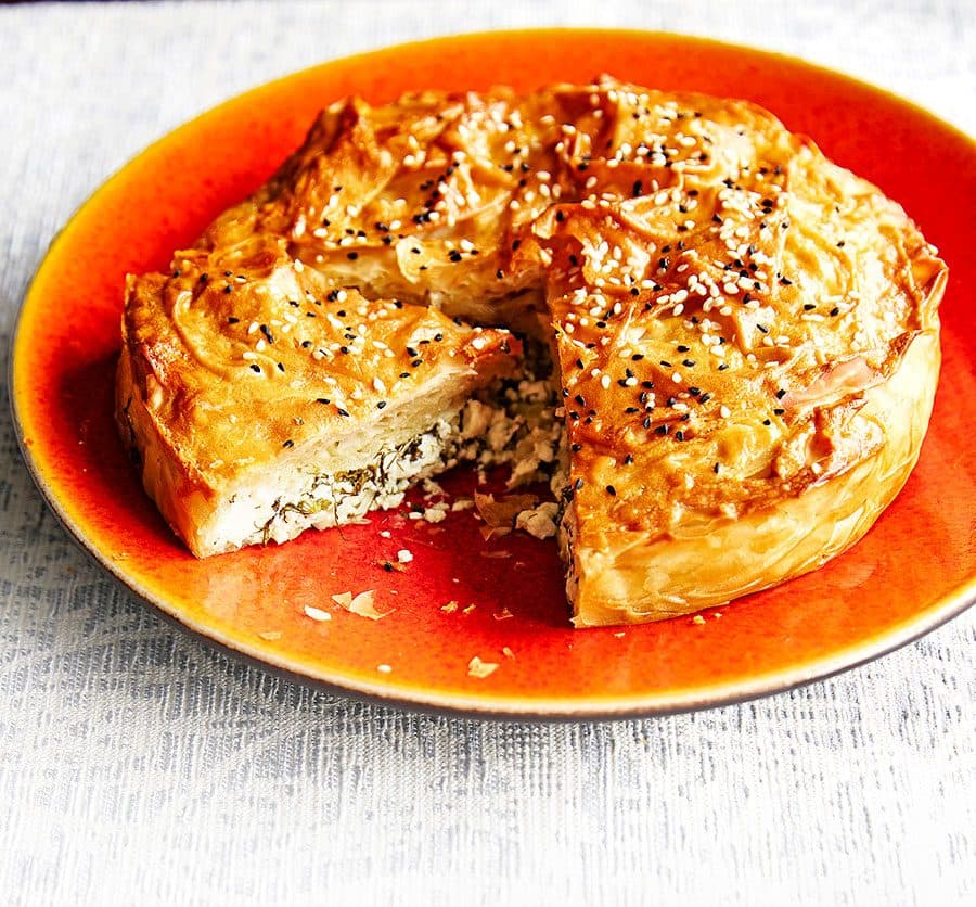 Борек с фетой, травами и зелёным луком