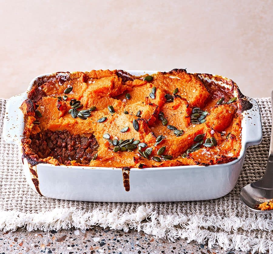 Vegan lentil & sweet potato cottage pie