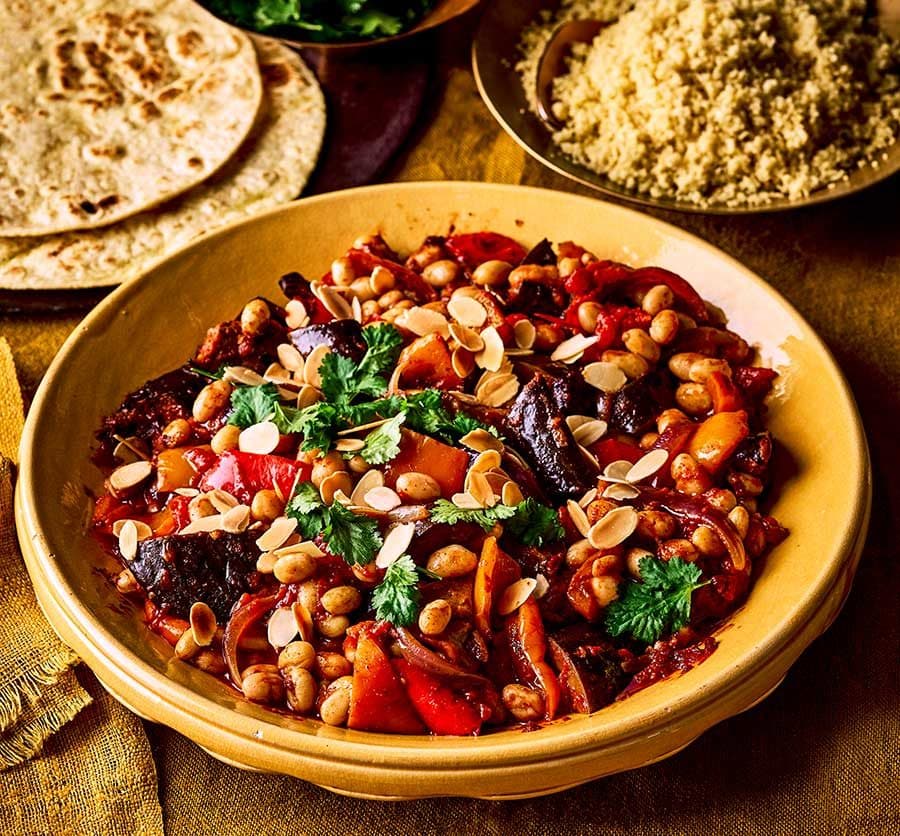 Smoky aubergine & pepper tagine