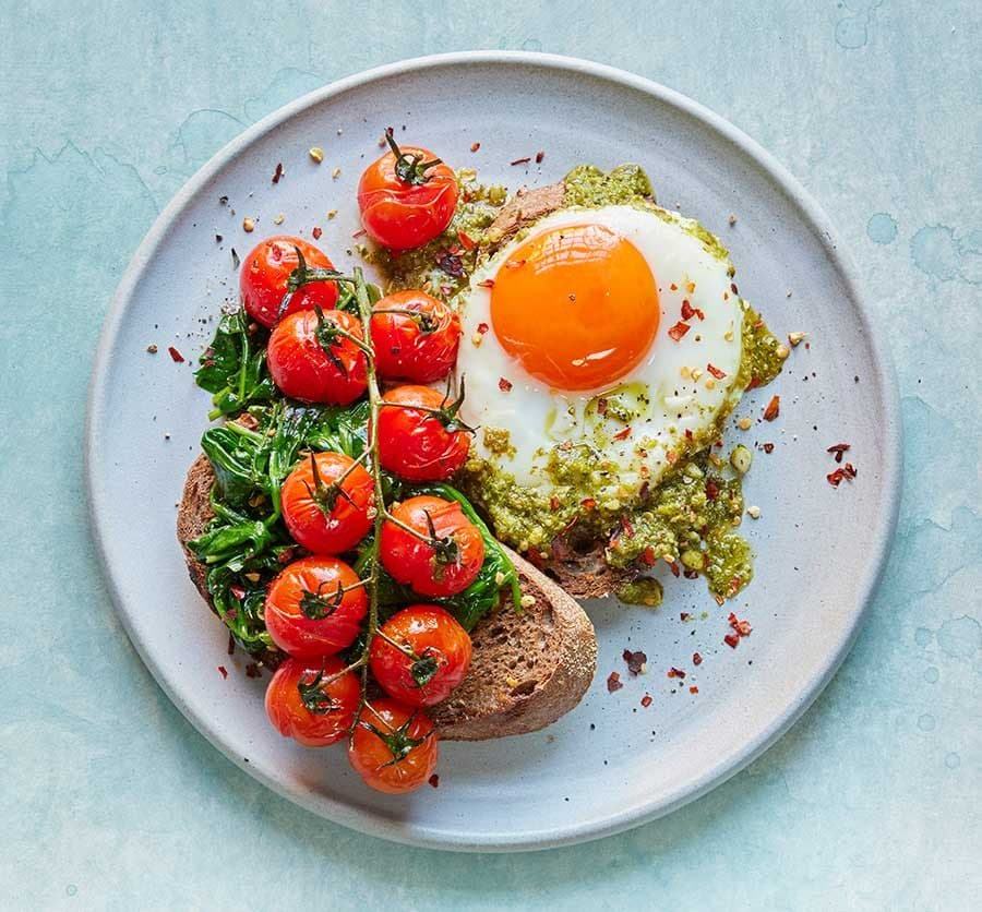 Healthy pesto eggs on toast