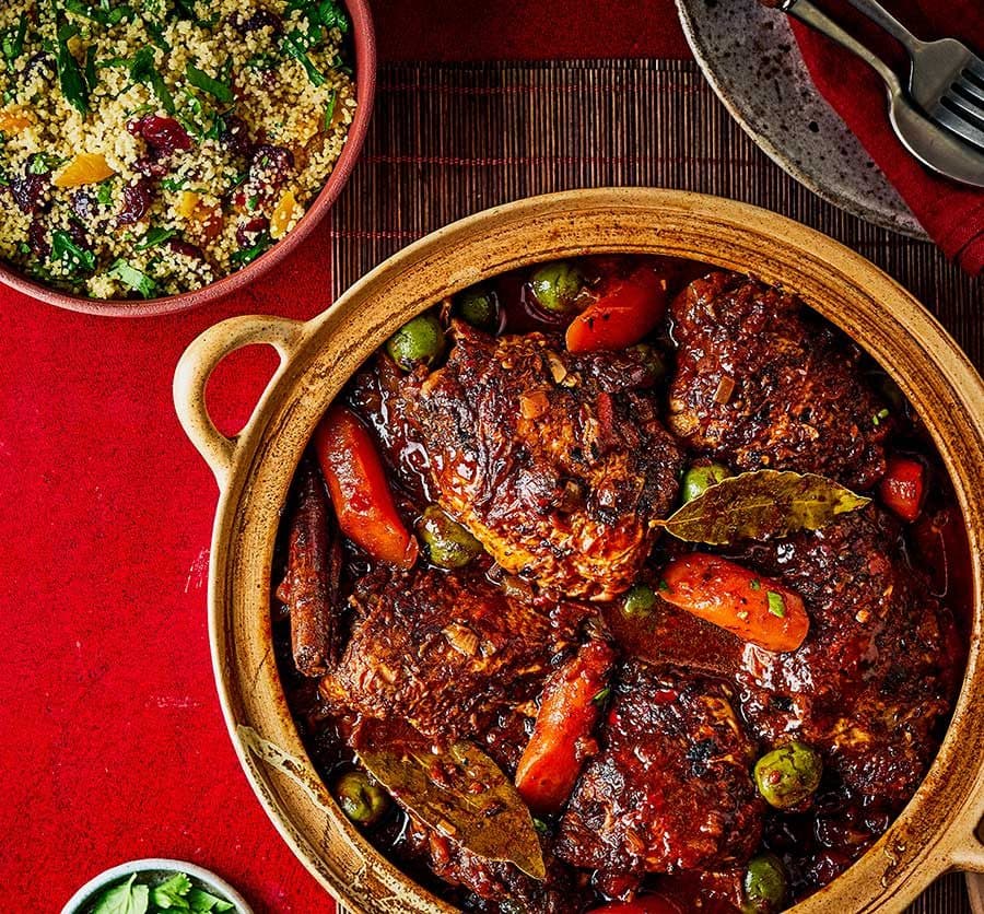 Moroccan-style chicken with sour cherries & olives