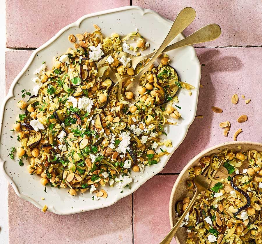 Bulgur & aubergine pilaf